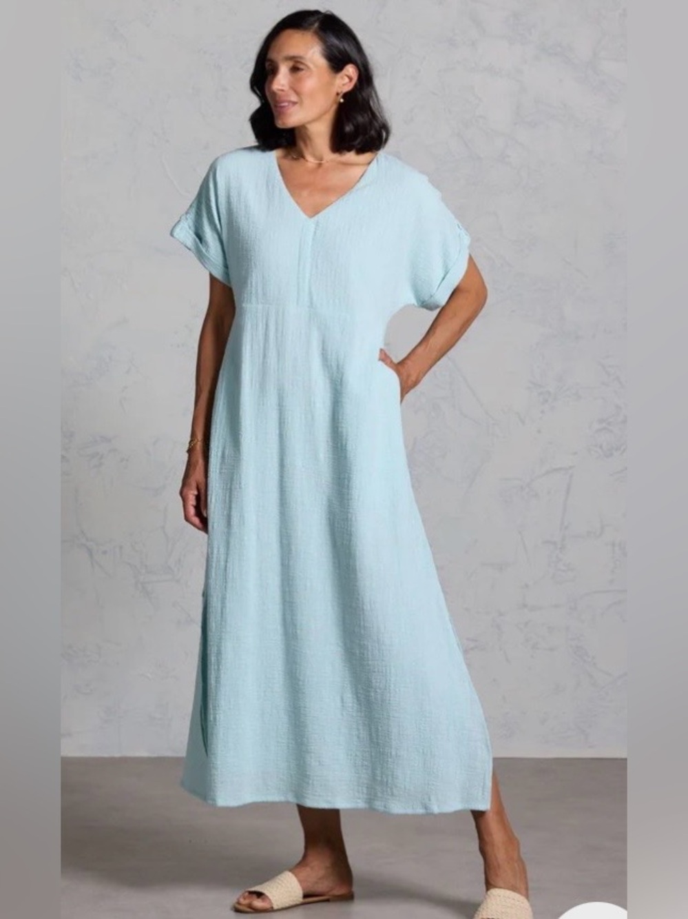 Nomad the Label Catalina Cotton Dress, Seaglass, Size Large